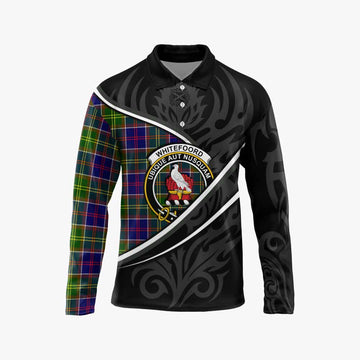 Whitefoord Tartan Family Crest Long Sleeve Polo Shirt Celtic Scottish Thistle Floral Unisex - Tartan Vibes Clothing