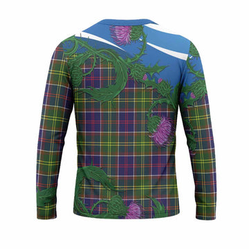 Whitefoord Tartan Family Crest Long Sleeve T-Shirt Thistle in Minimalism