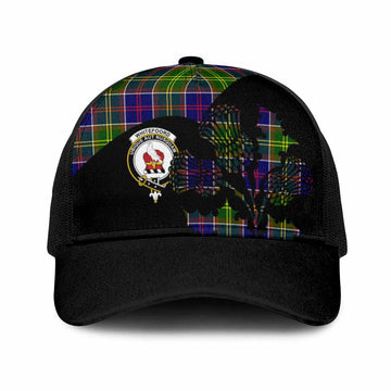 Whitefoord Tartan Family Crest Mesh Trucker Cap Scotland Thistle Floral Flag Style