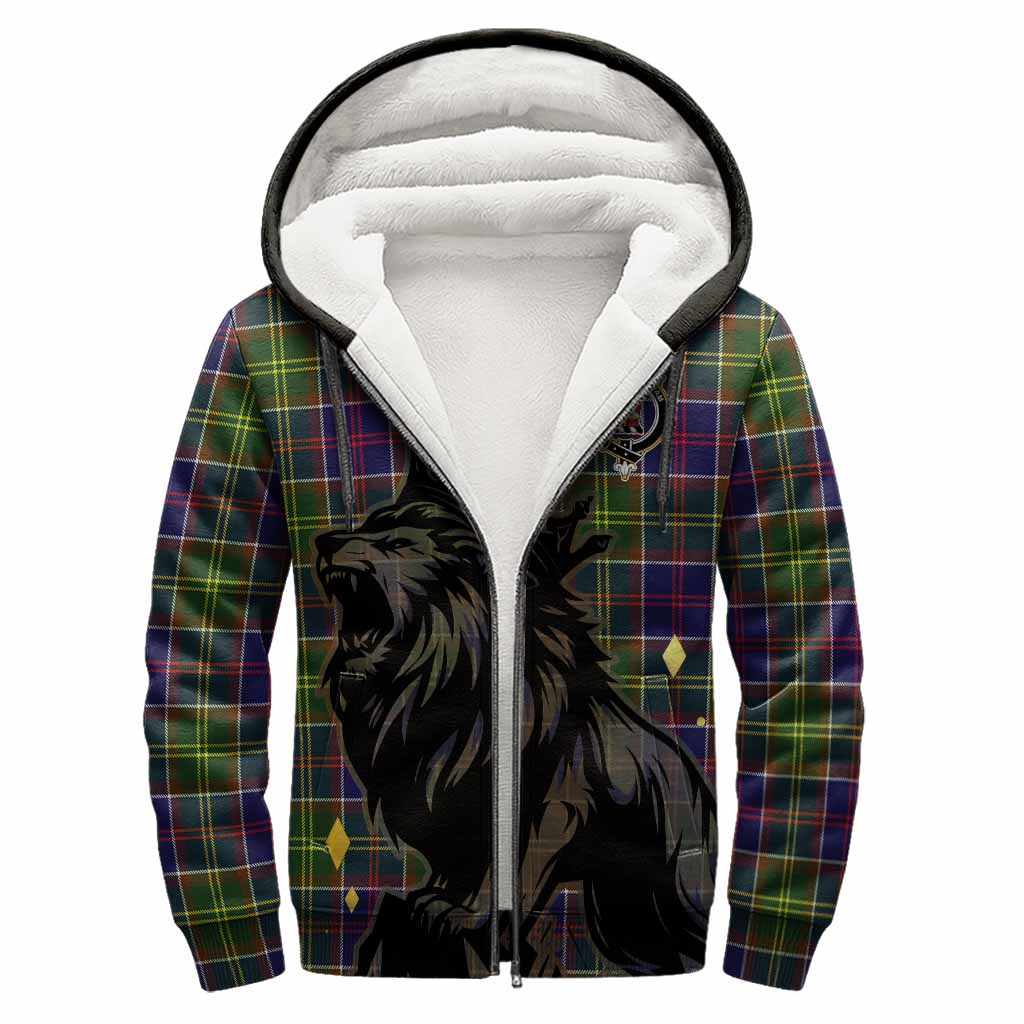Whitefoord Tartan Family Crest Sherpa Hoodie Crowned Lion Roaring