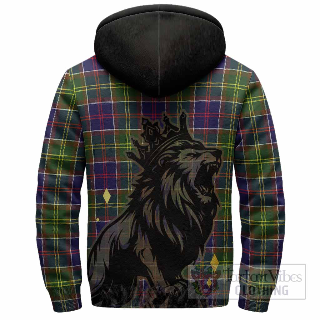 Whitefoord Tartan Family Crest Sherpa Hoodie Crowned Lion Roaring