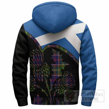 Whitefoord Tartan Family Crest Sherpa Hoodie Scotland Thistle Floral Flag Style