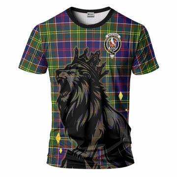 Whitefoord Tartan Family Crest T-Shirt Crowned Lion Roaring