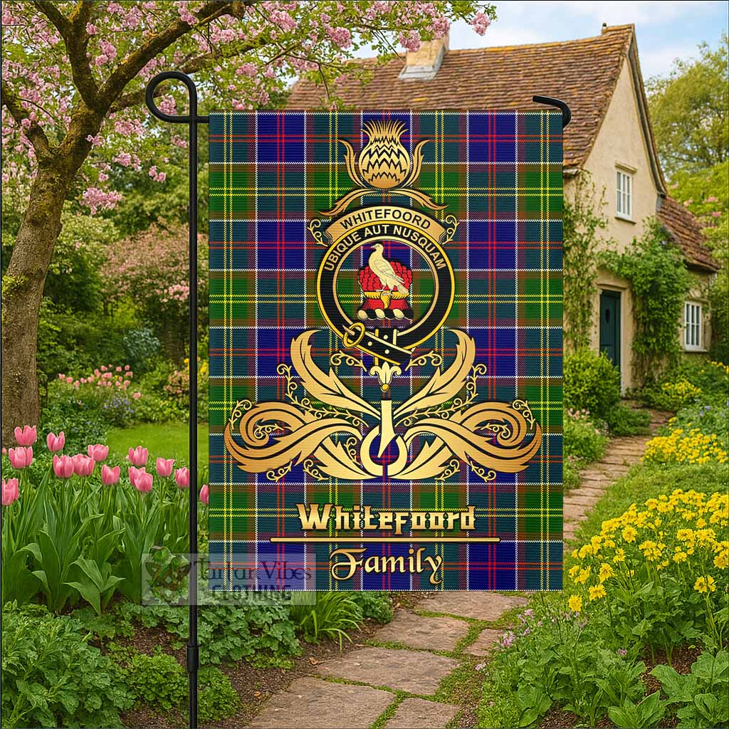 Whitefoord Tartan Garden Flag with Highland Thistle Cherish Family Crest Style - Tartan Vibes Clothing