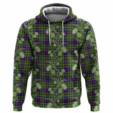 Whitefoord Tartan Hoodie Seamless Scottish Thistle Flowers