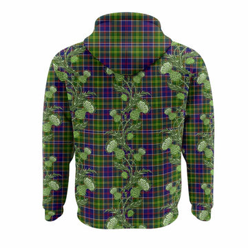 Whitefoord Tartan Hoodie Seamless Scottish Thistle Flowers
