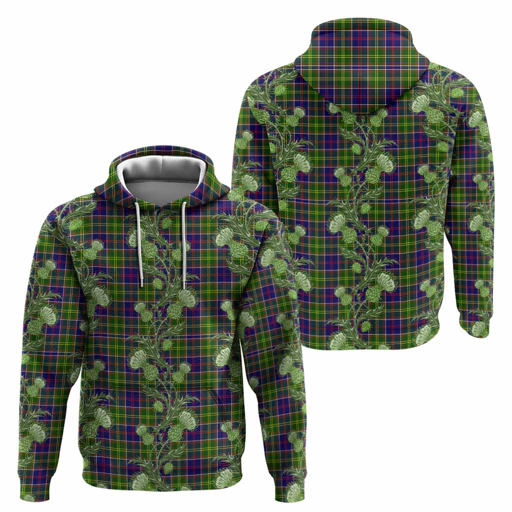 Whitefoord Tartan Hoodie Seamless Scottish Thistle Flowers