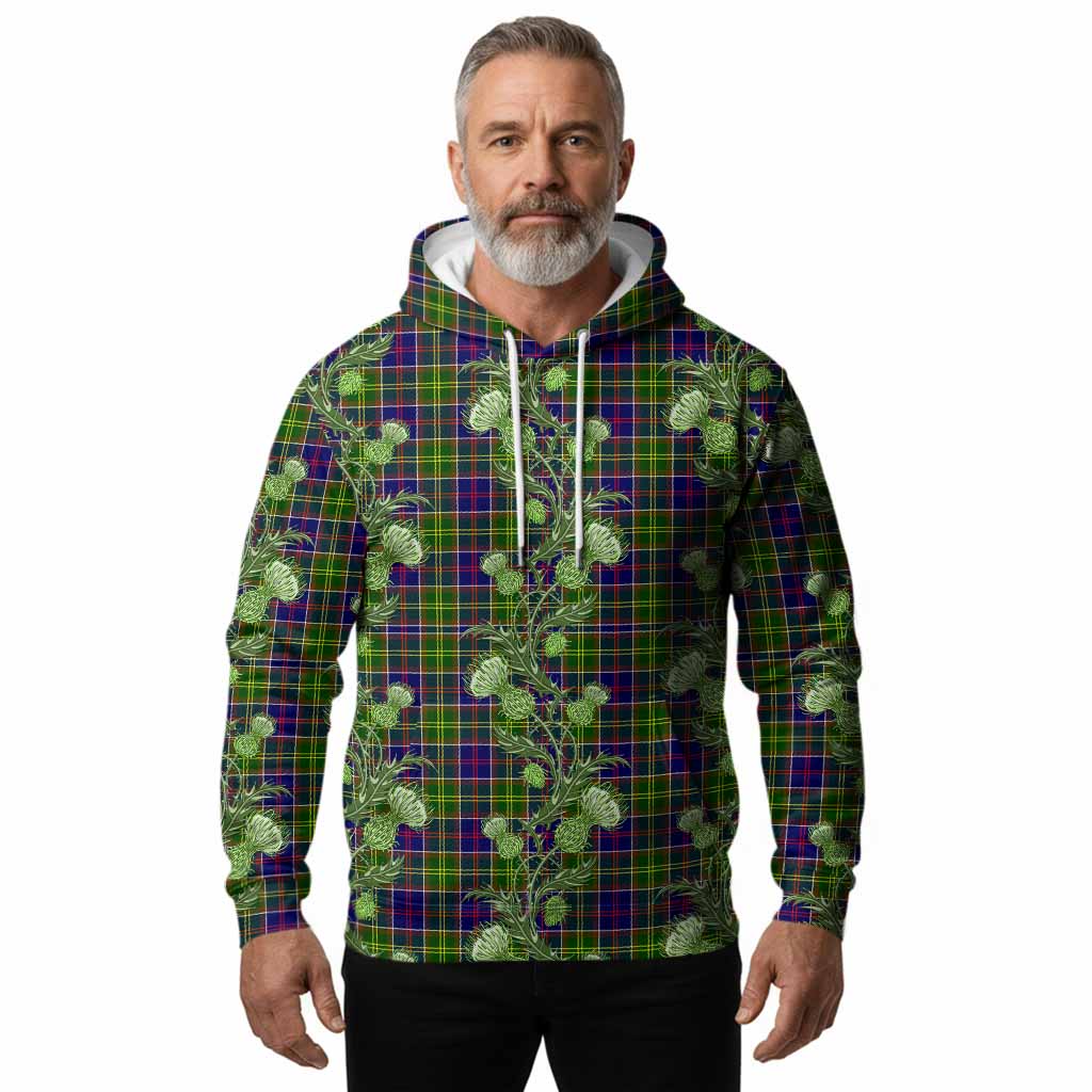 Whitefoord Tartan Hoodie Seamless Scottish Thistle Flowers