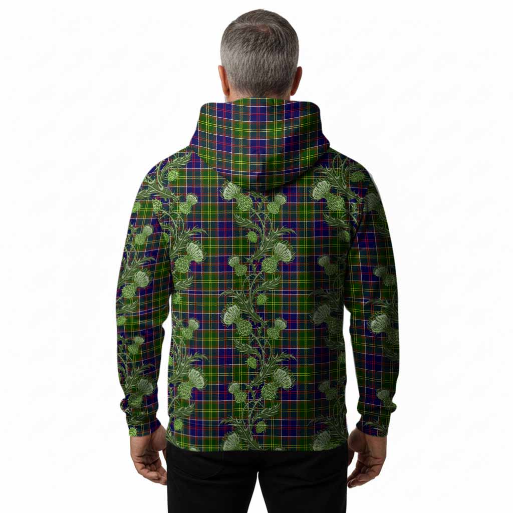 Whitefoord Tartan Hoodie Seamless Scottish Thistle Flowers