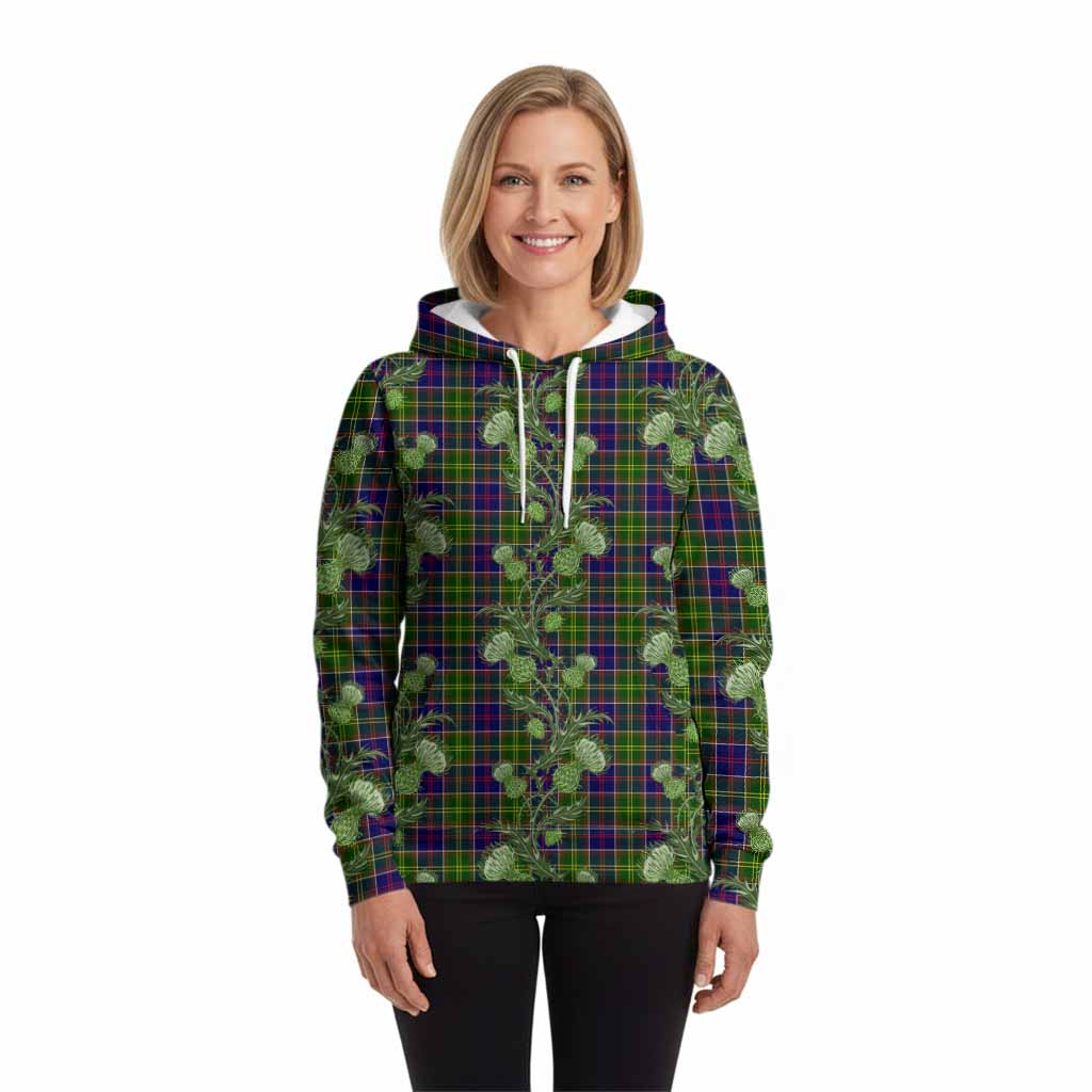 Whitefoord Tartan Hoodie Seamless Scottish Thistle Flowers