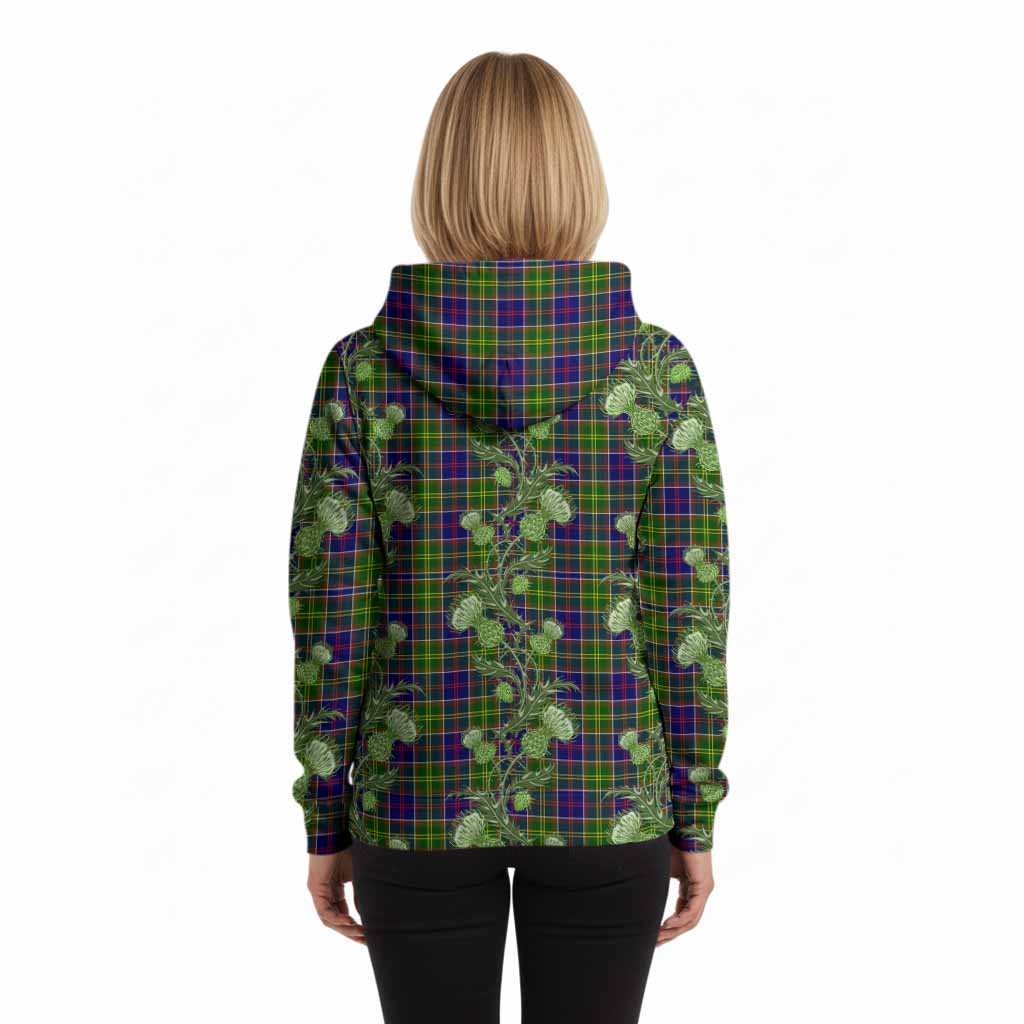 Whitefoord Tartan Hoodie Seamless Scottish Thistle Flowers