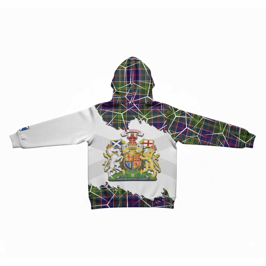 Whitefoord Tartan Kid Hoodie with Family Crest and Lion Rampant Grunge Style