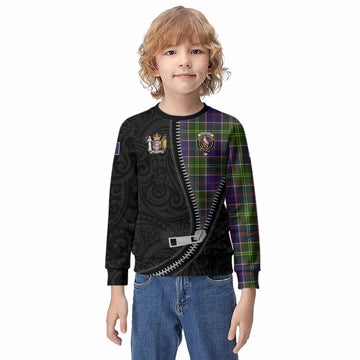 Whitefoord Tartan Kid Knitted Sweatshirt New Zealand Pattern Unique Zipper Stylized