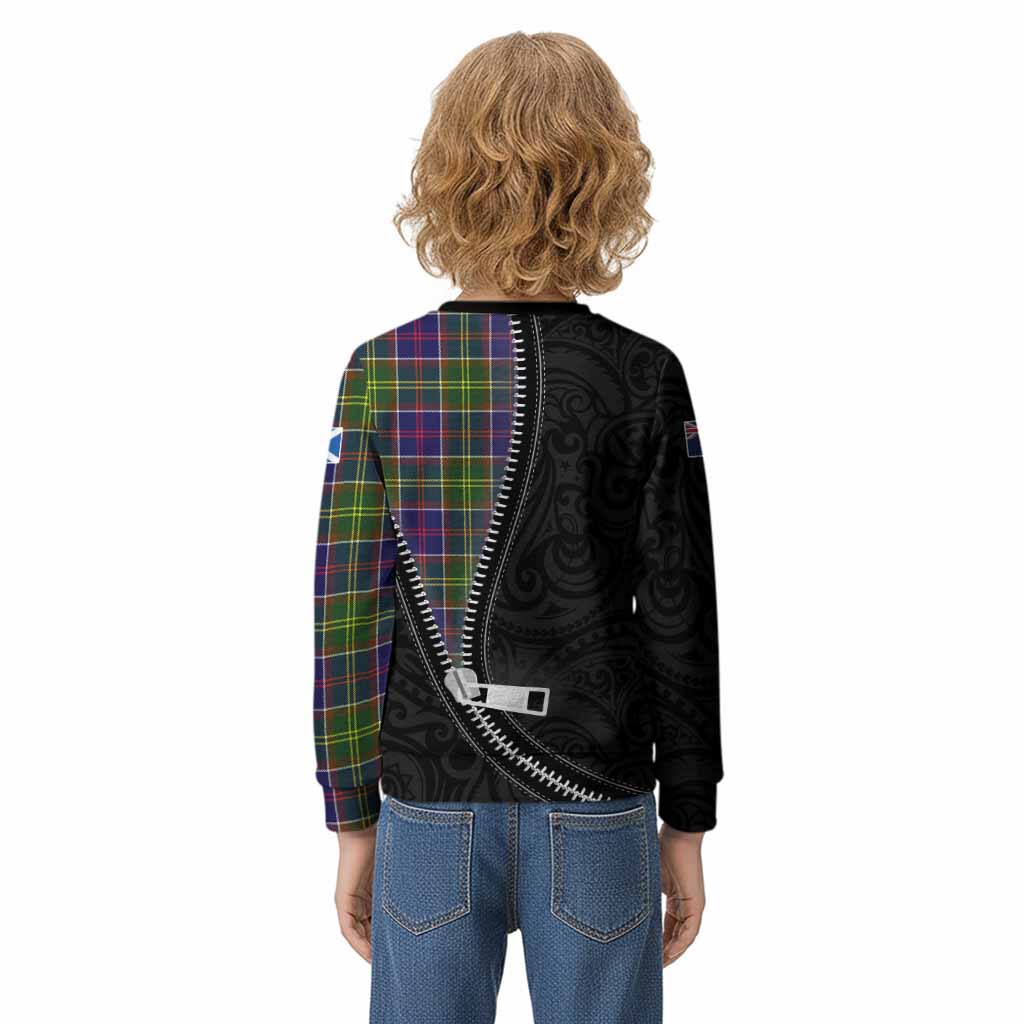 Whitefoord Tartan Kid Knitted Sweatshirt New Zealand Pattern Unique Zipper Stylized
