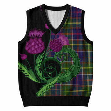 Whitefoord Tartan Knitted V-Neck Vest Traditional Scottish Thistle