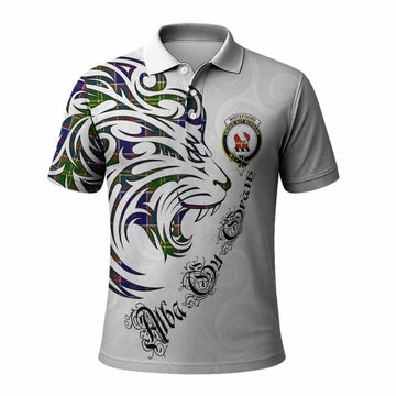 Whitefoord Tartan Lion Roar Polo Shirt Alba Gu Brath with Celtic Motifs