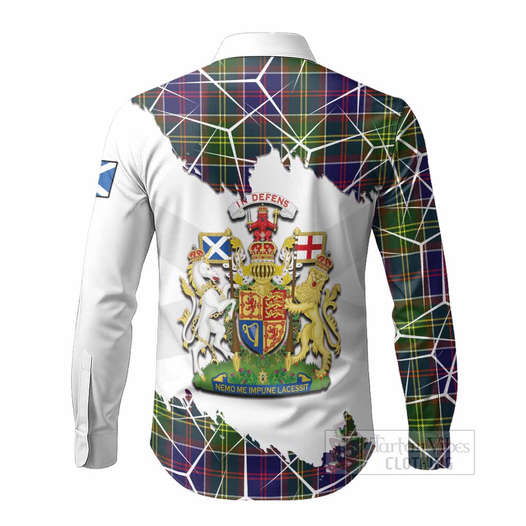 Whitefoord Tartan Long Sleeve Button Shirts with Family Crest and Lion Rampant Grunge Style