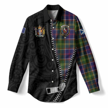 Whitefoord Tartan Women Casual Shirt New Zealand Pattern Unique Zipper Stylized