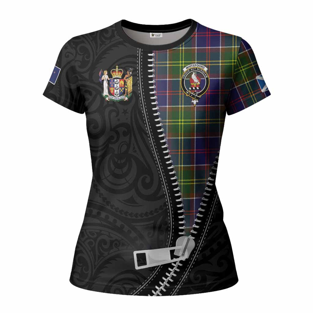 Whitefoord Tartan Women T shirt New Zealand Pattern Unique Zipper Stylized