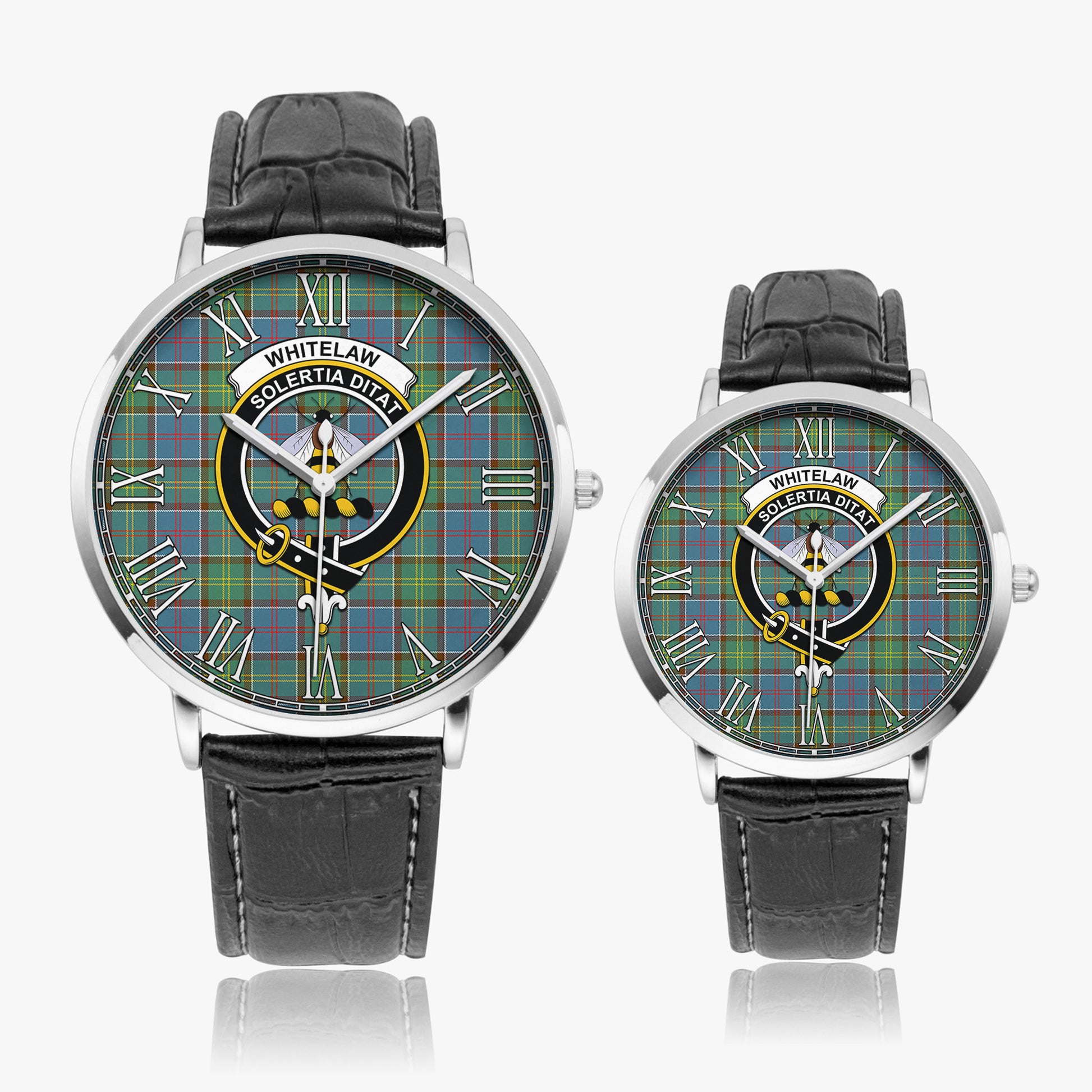 Whitelaw Tartan Family Crest Leather Strap Quartz Watch - Tartanvibesclothing
