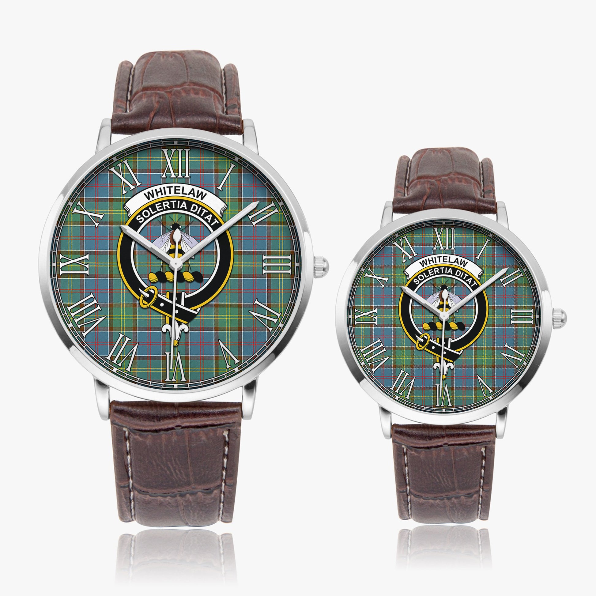 Whitelaw Tartan Family Crest Leather Strap Quartz Watch - Tartanvibesclothing