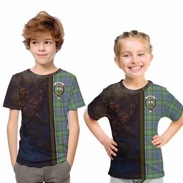 Whitelaw Tartan Family Crest Kid T-Shirt Alba Gu Brath Be Brave Lion Ancient Style