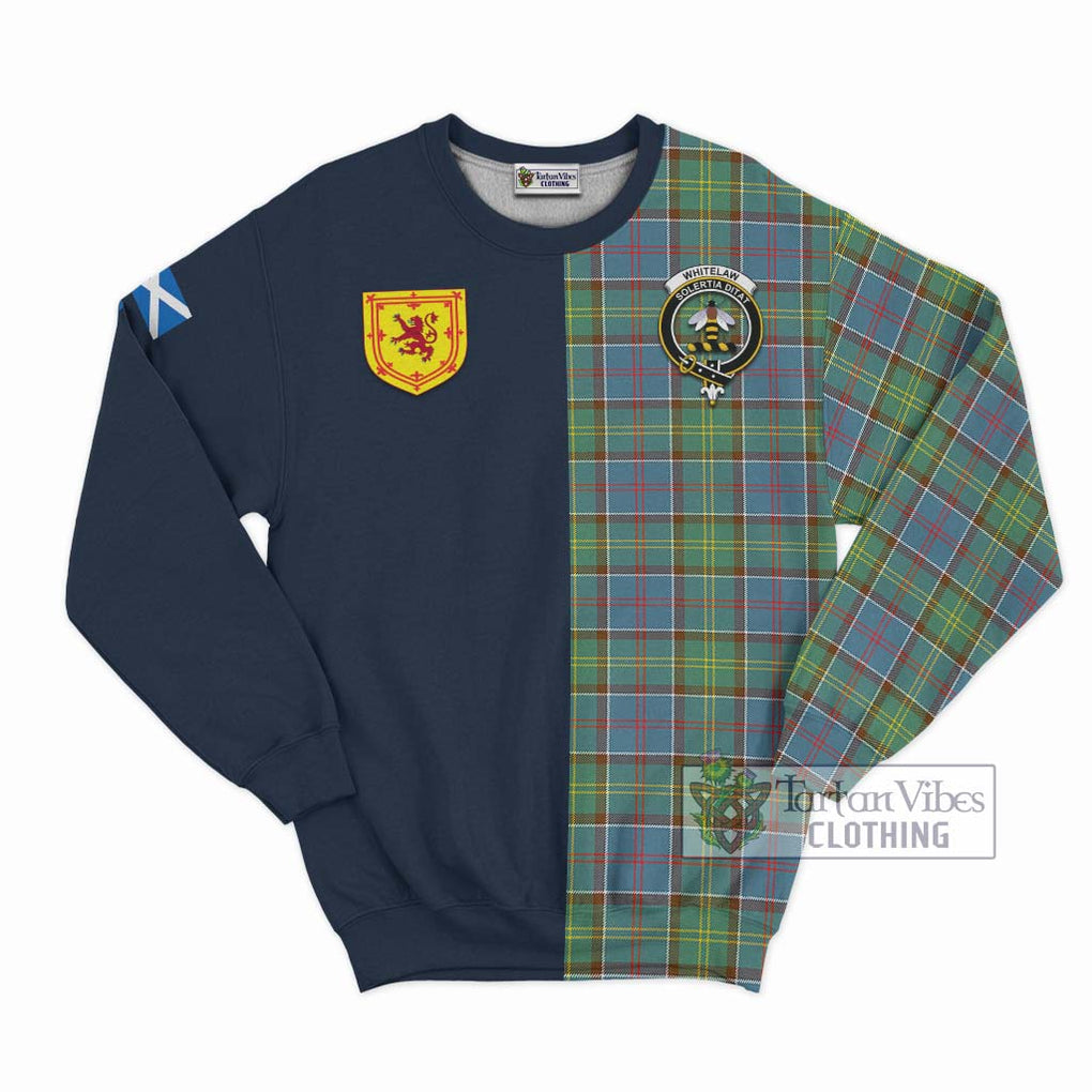 Whitelaw Tartan Sweatshirt Alba with Scottish Lion Royal Arm Half Style Unisex - Tartan Vibes Clothing