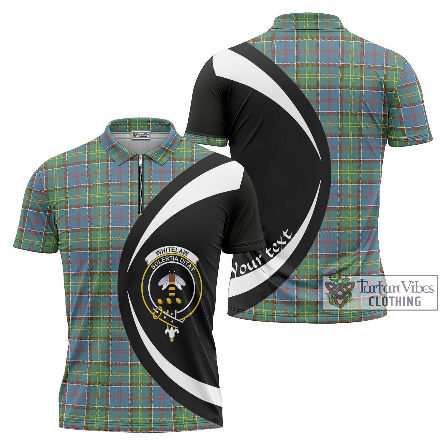 Whitelaw Tartan Zipper Polo Shirt with Family Crest Circle Style Unisex - Tartan Vibes Clothing