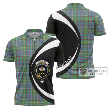 Whitelaw Tartan Zipper Polo Shirt with Family Crest Circle Style Unisex - Tartan Vibes Clothing