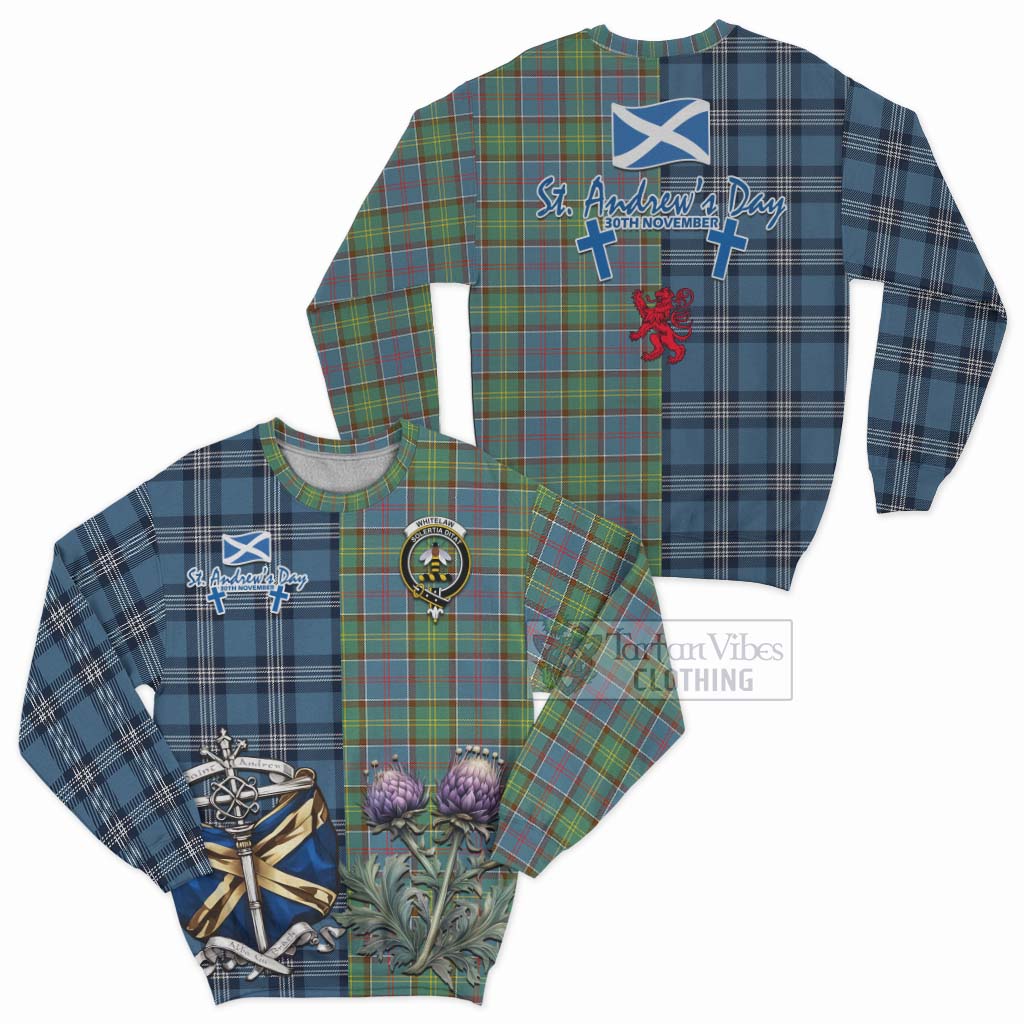 Whitelaw Tartan Sweatshirt Happy St. Andrew's Day Half Tartan Style Unisex - Tartan Vibes Clothing