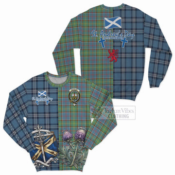 Whitelaw Tartan Sweatshirt Happy St. Andrew's Day Half Tartan Style Unisex - Tartan Vibes Clothing