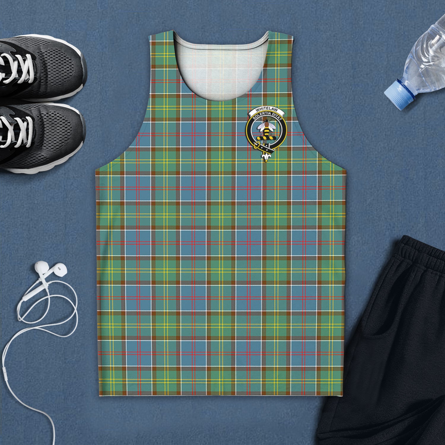 Whitelaw Tartan Mens Tank Top with Family Crest 5XL - Tartan Vibes Clothing