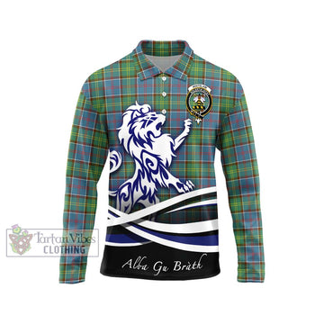 Whitelaw Tartan Long Sleeve Polo Shirt with Alba Gu Brath Regal Lion Emblem Unisex - Tartan Vibes Clothing