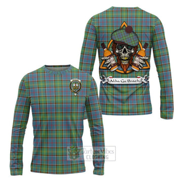 Whitelaw Tartan Long Sleeve T-Shirt with Family Crest and Bearded Skull Holding Bottles of Whiskey Unisex - Tartan Vibes Clothing