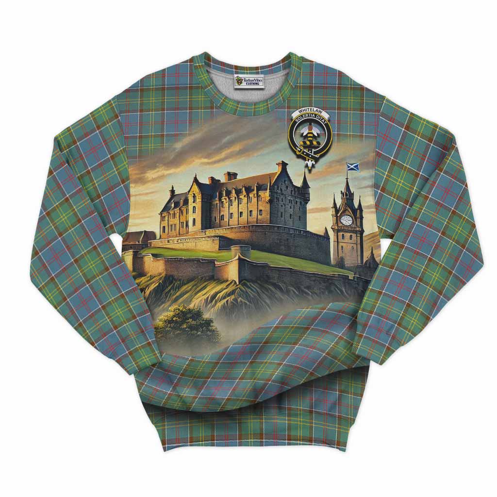 Whitelaw Tartan Family Crest Sweatshirt with Scottish Ancient Castle Style Unisex - Tartan Vibes Clothing