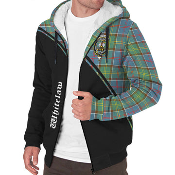 Whitelaw Tartan Sherpa Hoodie with Family Crest Curve Style