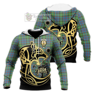 Whitelaw Tartan Knitted Hoodie with Family Crest Celtic Wolf Style Unisex Knitted Pullover Hoodie - Tartan Vibes Clothing