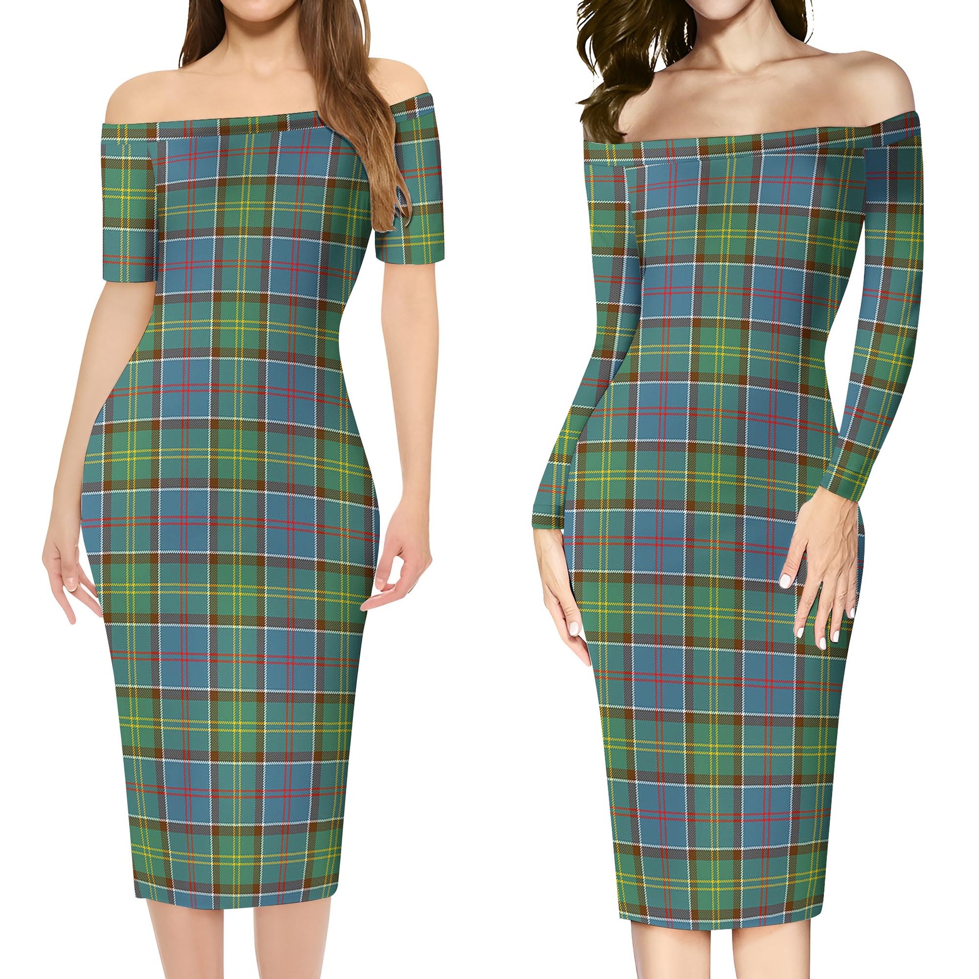 Whitelaw Tartan Off Shoulder Lady Dress Women's Dress - Tartan Vibes Clothing