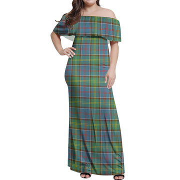 Whitelaw Tartan Off Shoulder Long Dress Women's Dress - Tartan Vibes Clothing