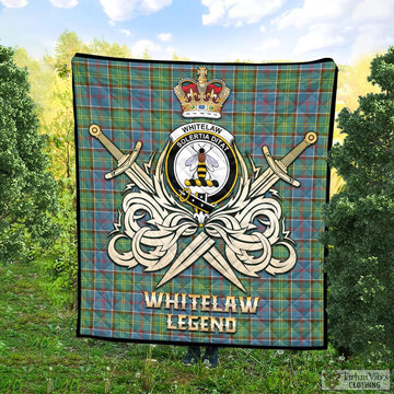 Whitelaw Tartan Quilt with Clan Crest and the Golden Sword of Courageous Legacy Super King Quilt 91" x 110" - Tartan Vibes Clothing