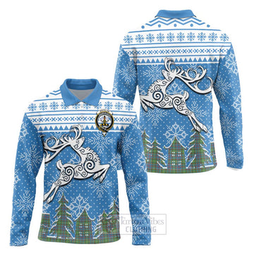 Whitelaw Clan Christmas Long Sleeve Polo Shirt Celtic Reindeer Style Unisex - Tartan Vibes Clothing