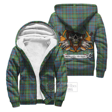 Whitelaw Tartan Sherpa Hoodie with Family Crest and Bearded Skull Holding Bottles of Whiskey Unisex S - Tartan Vibes Clothing
