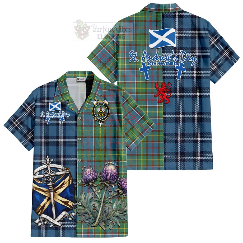 Whitelaw Tartan Hawaiian Shirt Happy St. Andrew's Day Half Tartan Style Kid - Tartan Vibes Clothing