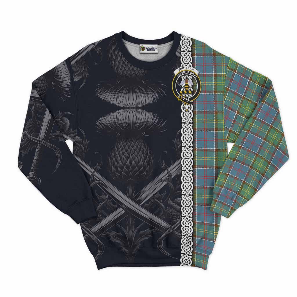 Whitelaw Tartan Sweatshirt with Family Crest Cross Sword Thistle Celtic Vibes Unisex - Tartan Vibes Clothing