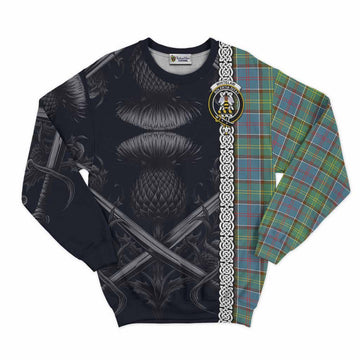 Whitelaw Tartan Sweatshirt with Family Crest Cross Sword Thistle Celtic Vibes Unisex - Tartan Vibes Clothing
