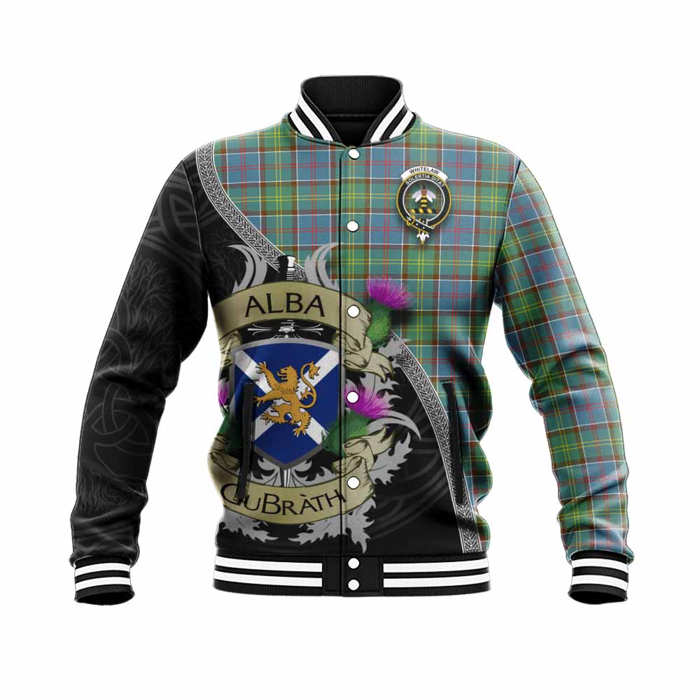 Whitelaw Tartan Family Crest Baseball Jacket Lion Rampant Royal Thistle Shield Celtic Inspired Unisex - Tartan Vibes Clothing
