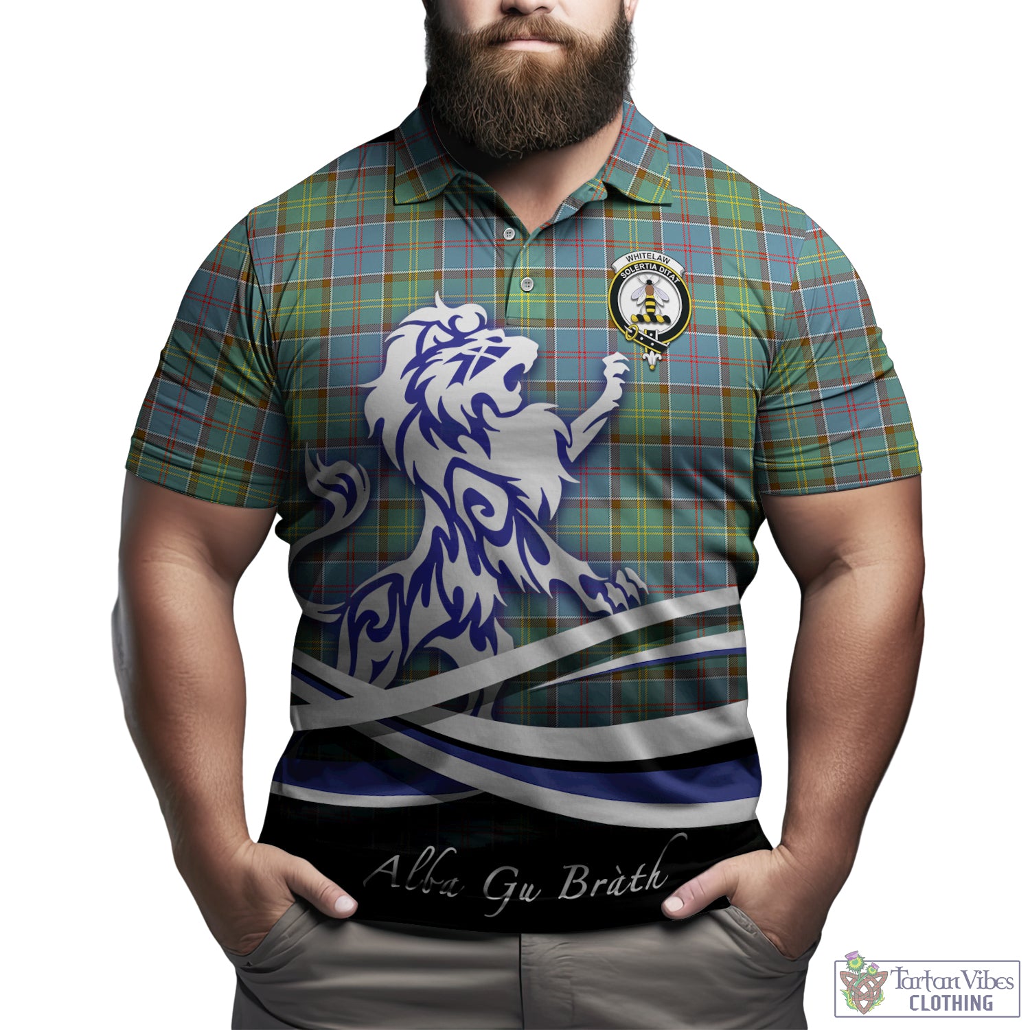 Whitelaw Tartan Polo Shirt with Alba Gu Brath Regal Lion Emblem Kid - Tartan Vibes Clothing