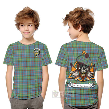 Whitelaw Tartan Kid T-Shirt with Family Crest and Bearded Skull Holding Bottles of Whiskey Youth XL Size14 - Tartan Vibes Clothing