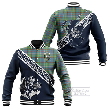 Whitelaw Tartan Baseball Jacket Featuring Thistle and Scotland Map Unisex - Tartan Vibes Clothing