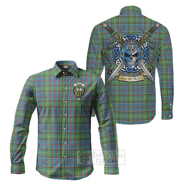 Whitelaw Tartan Long Sleeve Button Shirt with Family Crest Celtic Skull Style Men's Shirt S - Tartan Vibes Clothing
